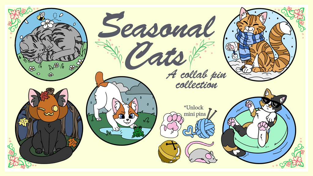 Seasonal Cats Pin Set