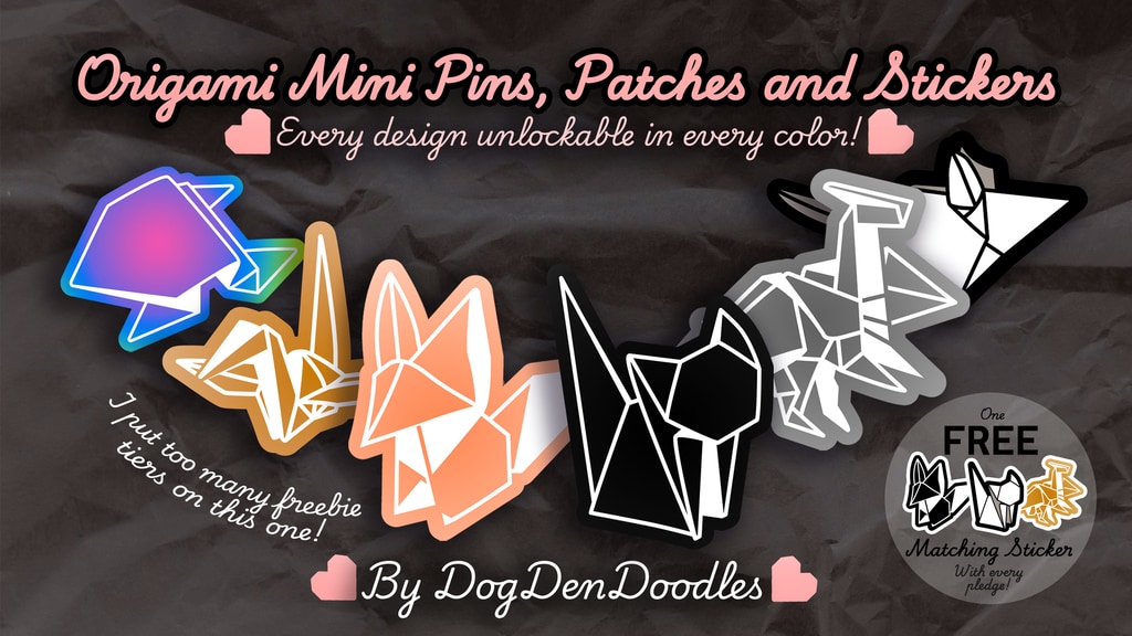 Origami Mini Enamel Pins, Patches and Stickers!