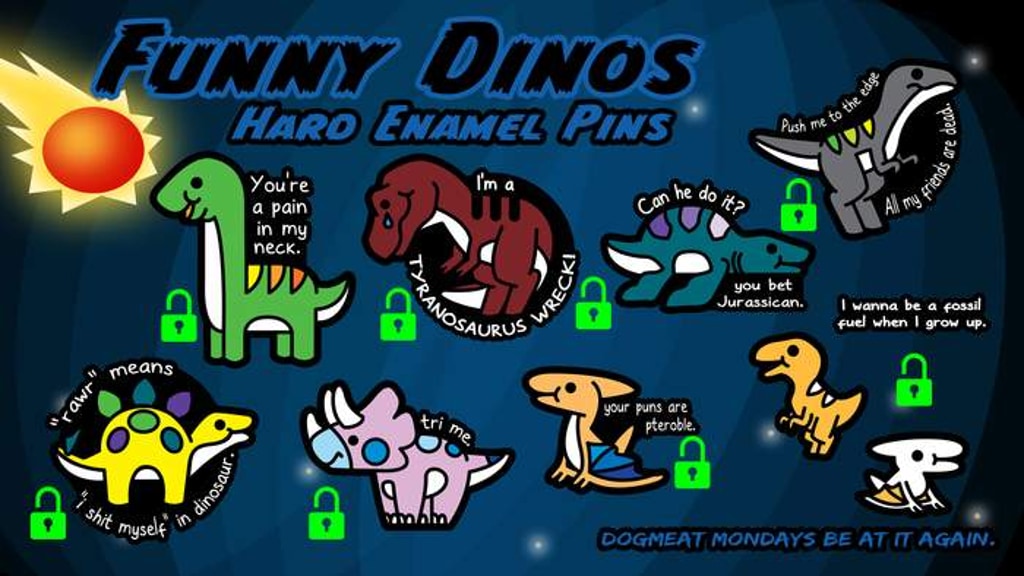 Funny Dinosaur Hard Enamel Pins