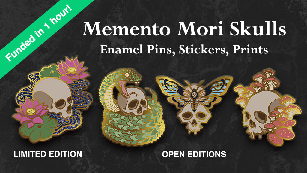 Memento Mori - Skull Enamel Pins - Make 100, Life in Death