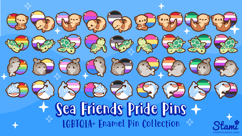 Sea Friends Pride Flag Enamel Pin Collection