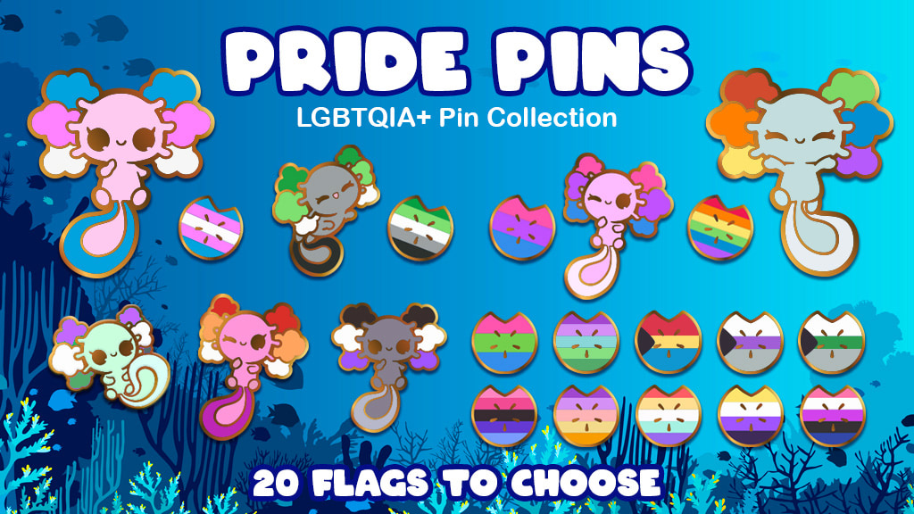 Cute Axolotl Pride Pin Collection