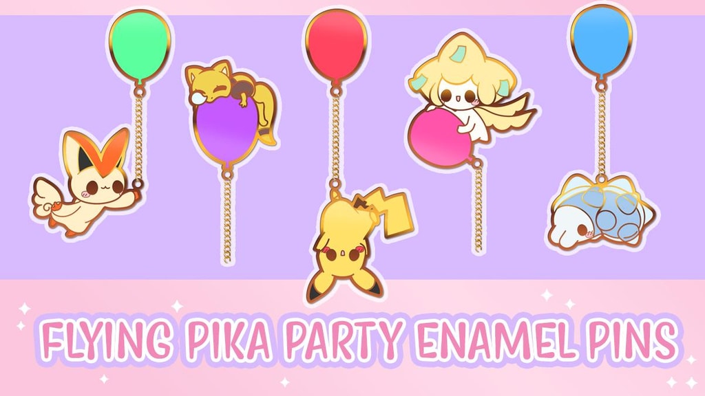 Flying Pika and Friends Balloon Party Enamel Pin Collection