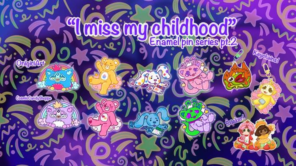 "I miss my childhood" enamel pin series