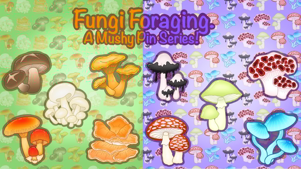 Fungi Foraging Wooden Pins