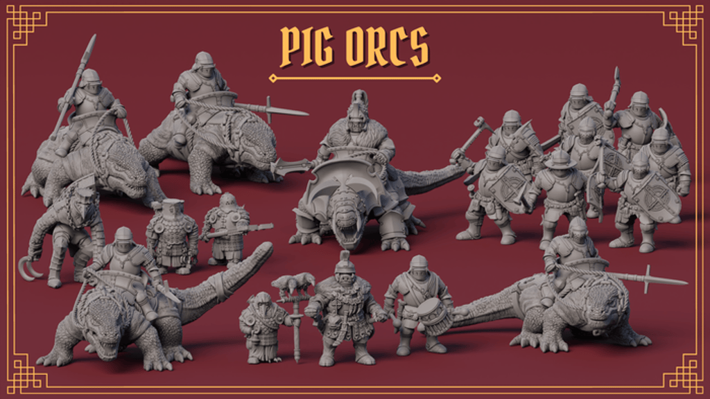 Pig Orcs and Servants Miniatures