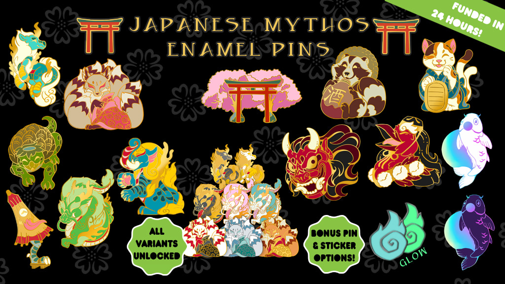 Japanese Mythos Enamel Pins