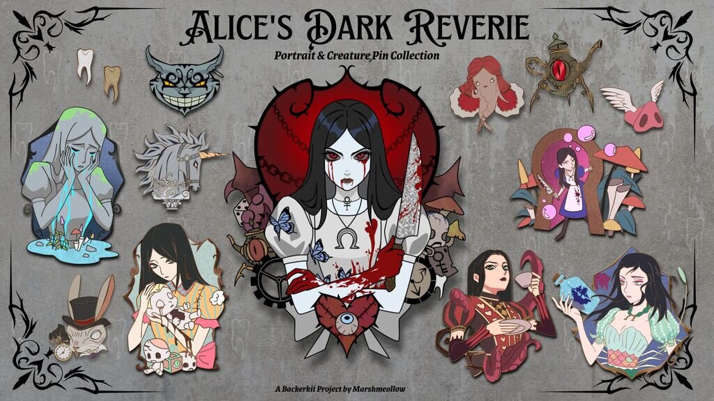 Alice's Dark Reverie: Enamel Pin Collection