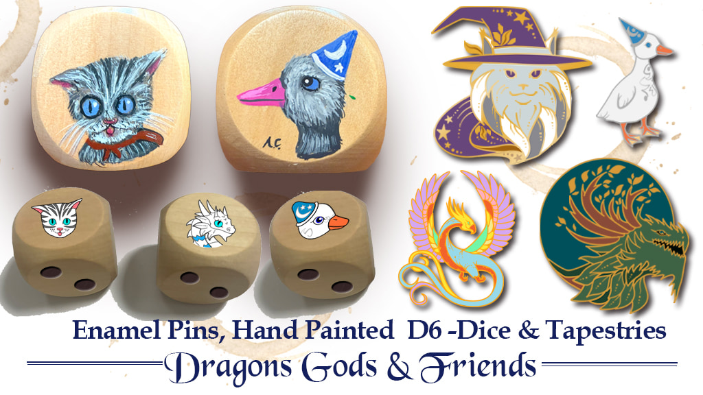 Dragon Gods & Friends Dice & Art