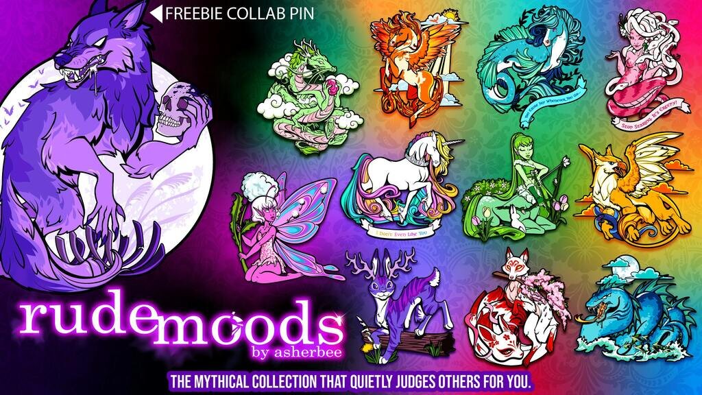 Rude Moods: A Mythical Beastie Pin Collection