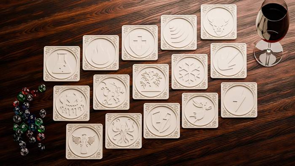 Drinks & Dragons: D&D tabletop 3D Printable STL Coasters Set