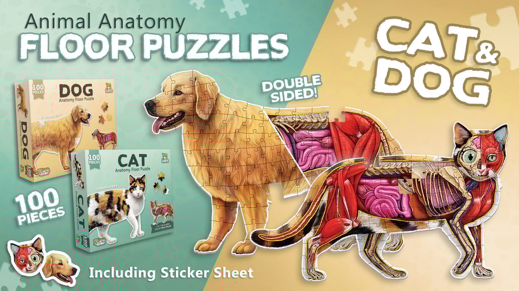 Cat & Dog Animal Anatomy Jigsaw Puzzles - Turn & Learn