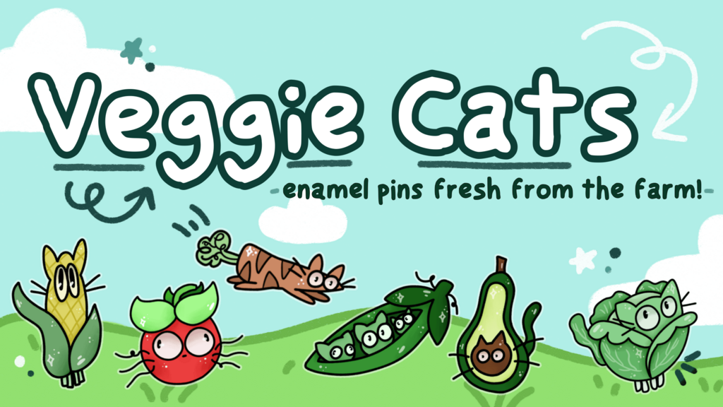 Veggie Cats - Enamel pins fresh from the farm!
