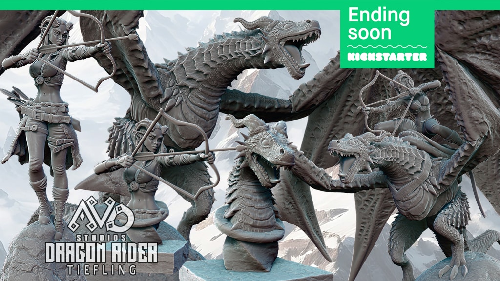 Dragon Rider - Tiefling and The Wyvern 3D Printable STL DnD