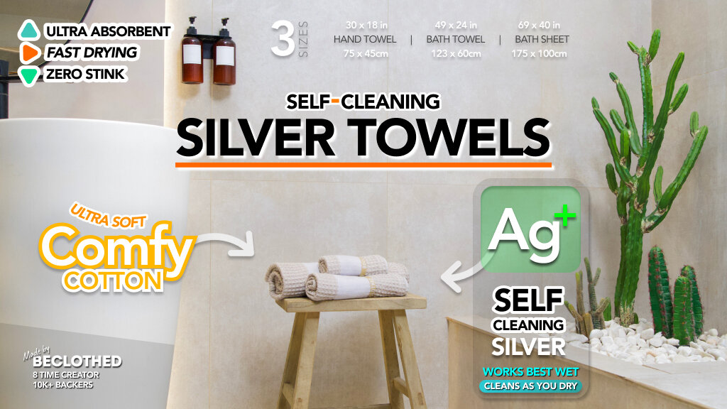 Silver Towels | The Self-Cleaning, Fast-Drying Waffle Towel