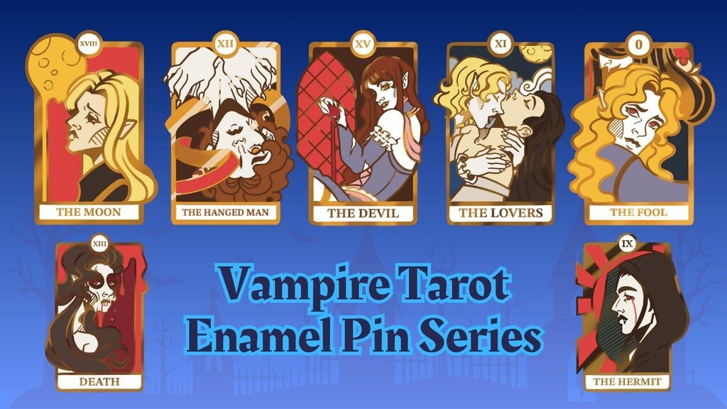 Vampire Tarot Enamel Pins