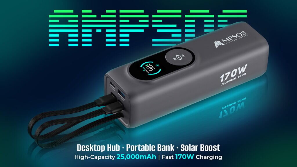 5-in-1 25000mAh Laptop-Grade Power Bank Hub with Solar Boost