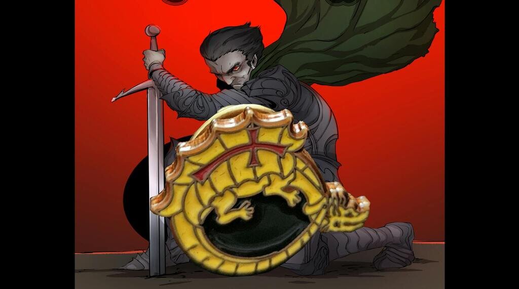 Order of Dracula lapel pin and comics