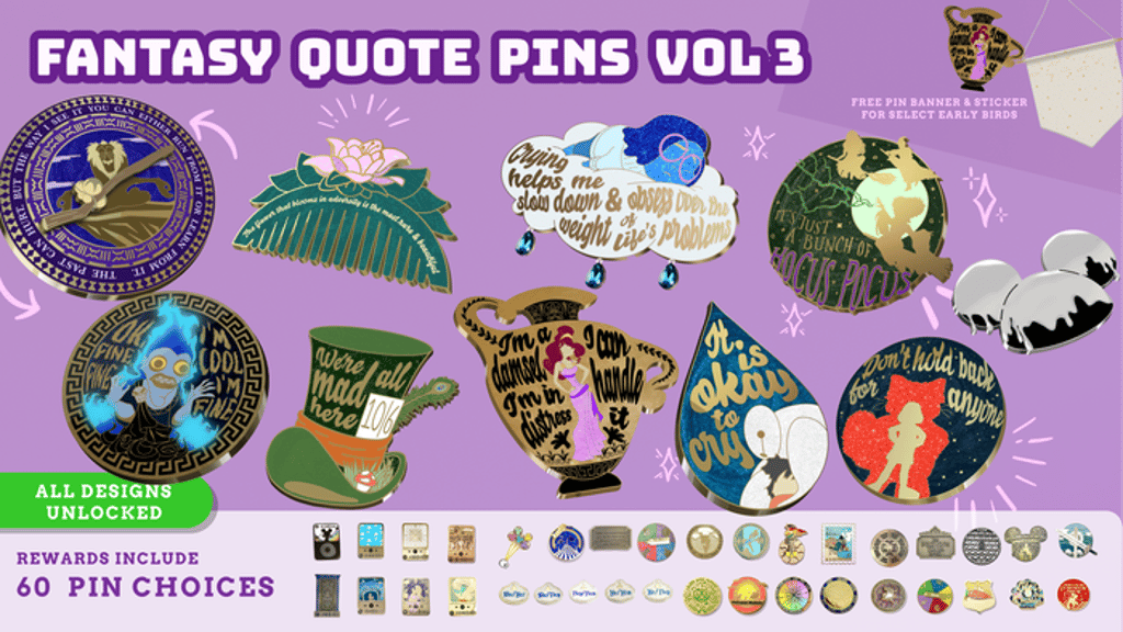 Fantasy animation enamel Pins Quotes V3 inspired by Disney