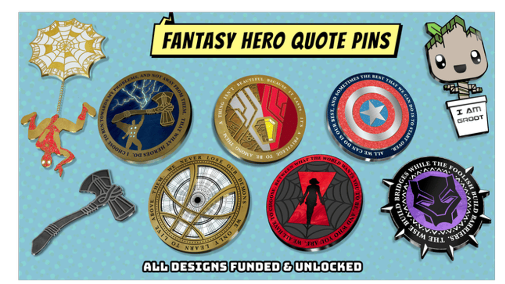 Super Hero Hard Enamel Pins Disney MCU Comic Fantasy Quotes