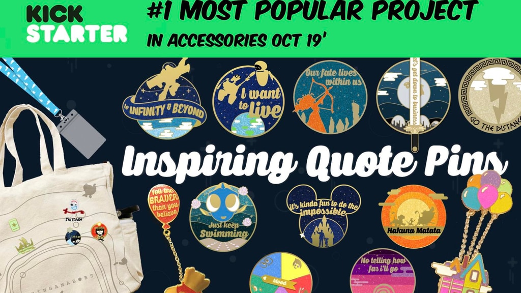 Fantasy Enamel Pins & Tote: Inspiring Animation Quotes
