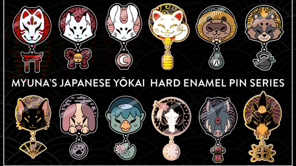 Myuna’s Japanese Yōkai Hard Enamel Pin Series