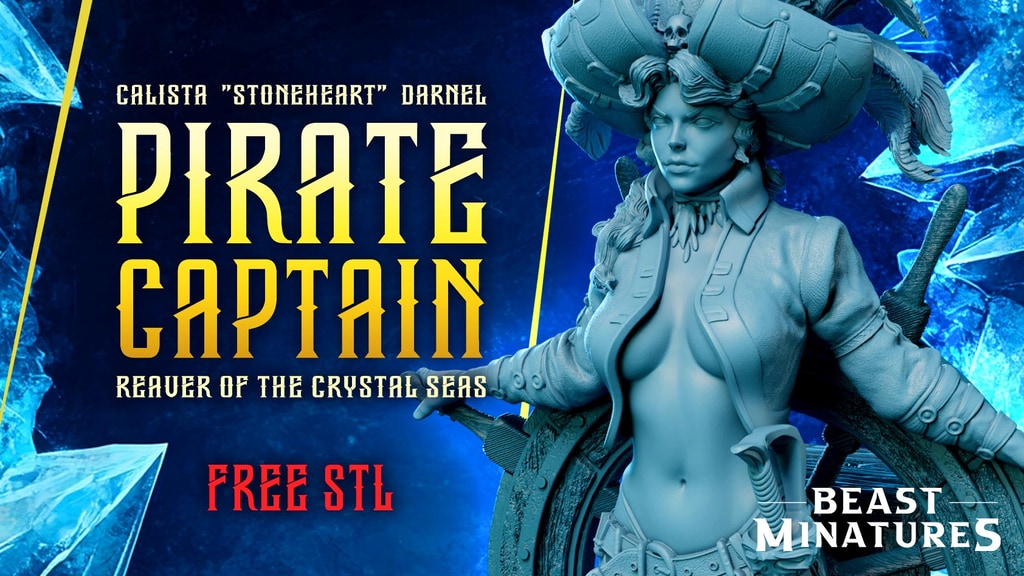 Pirate Captain - Calista "Stoneheart" Darnel - STL