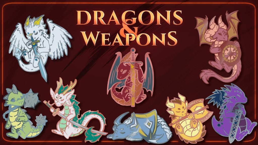 Dragons & Weapons - Hard Enamel Pins