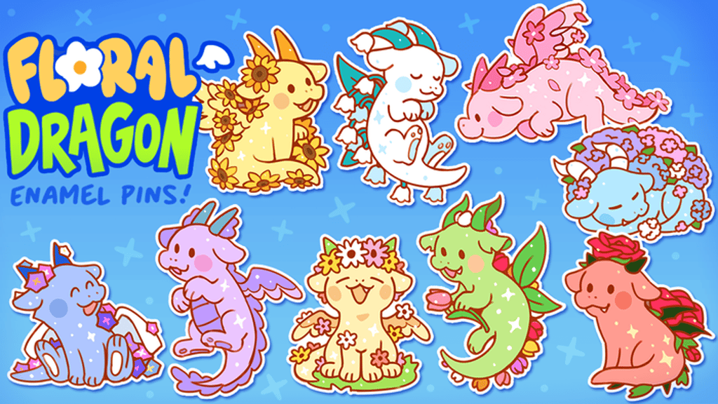 Floral Dragons Enamel Pins!