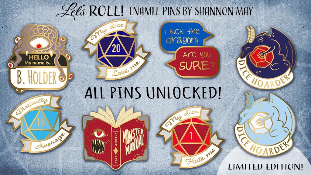 Let's ROLL! D&D inspired Fantasy Tabletop RPG Enamel Pins