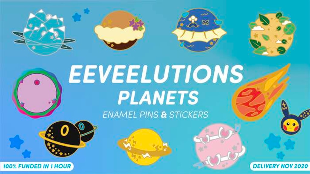 Eeveelutions Planets ♡ Pokemon Enamel Pins & Stickers