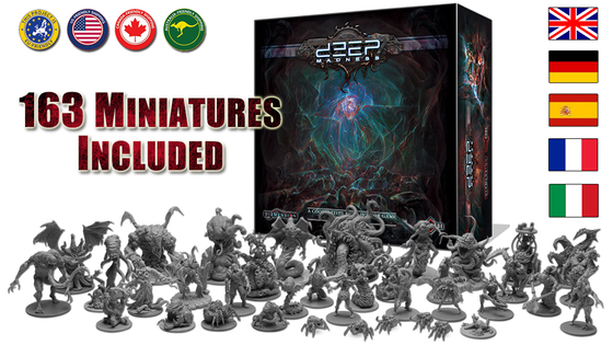DEEP MADNESS M250 4 HATCH STANDEES & STAND /CTHULHU 