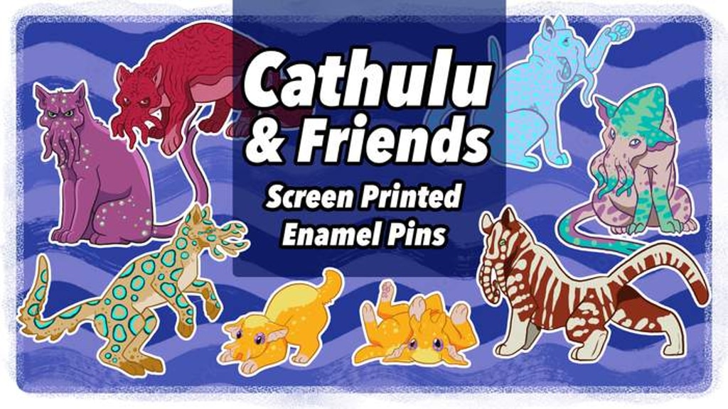 Cathulu and Friends Screen Printed Pins!