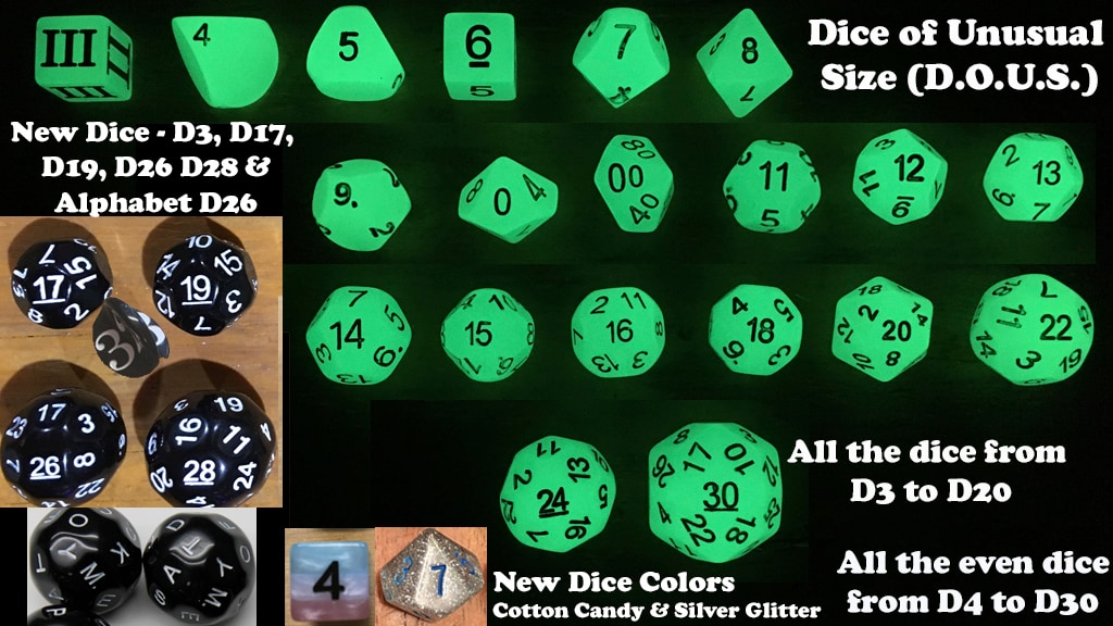 D20 / D30 RPG & DCC Dice Chain Sets -New D17, D19, D26 & D28