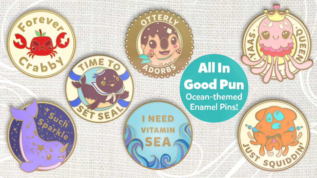 All in Good Pun - Cute Ocean-Themed Enamel Pins