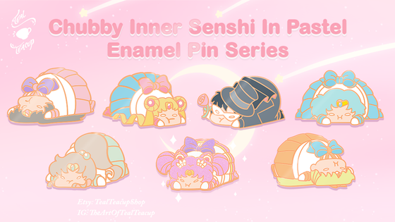 Chubby Inner Senshi in Pastel, Enamel Pins