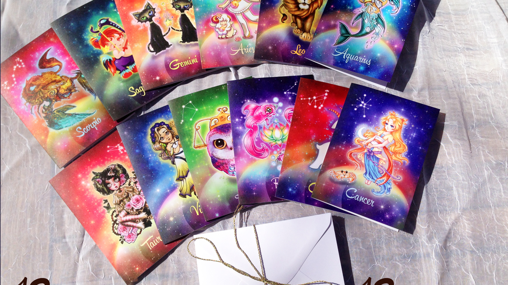 Zodiac Greeting Card Set by 12 Different Artists