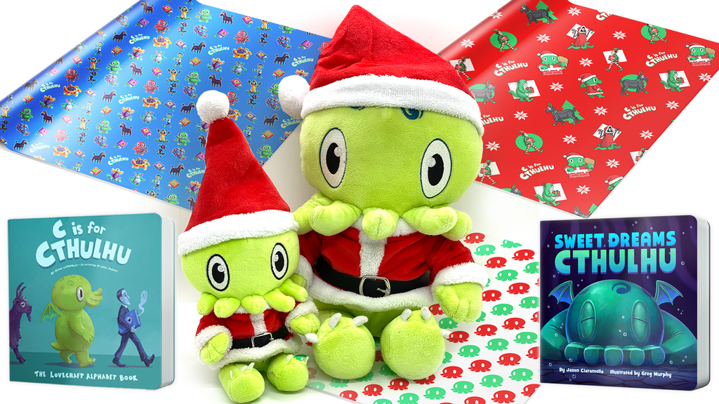 C is for Cthulhu Xmas: Santa Plush, Wrapping Paper + Books